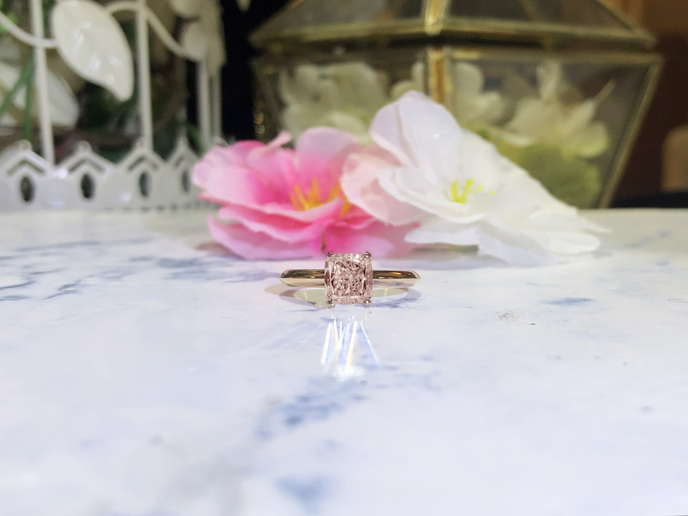 Real pink clearance diamond ring