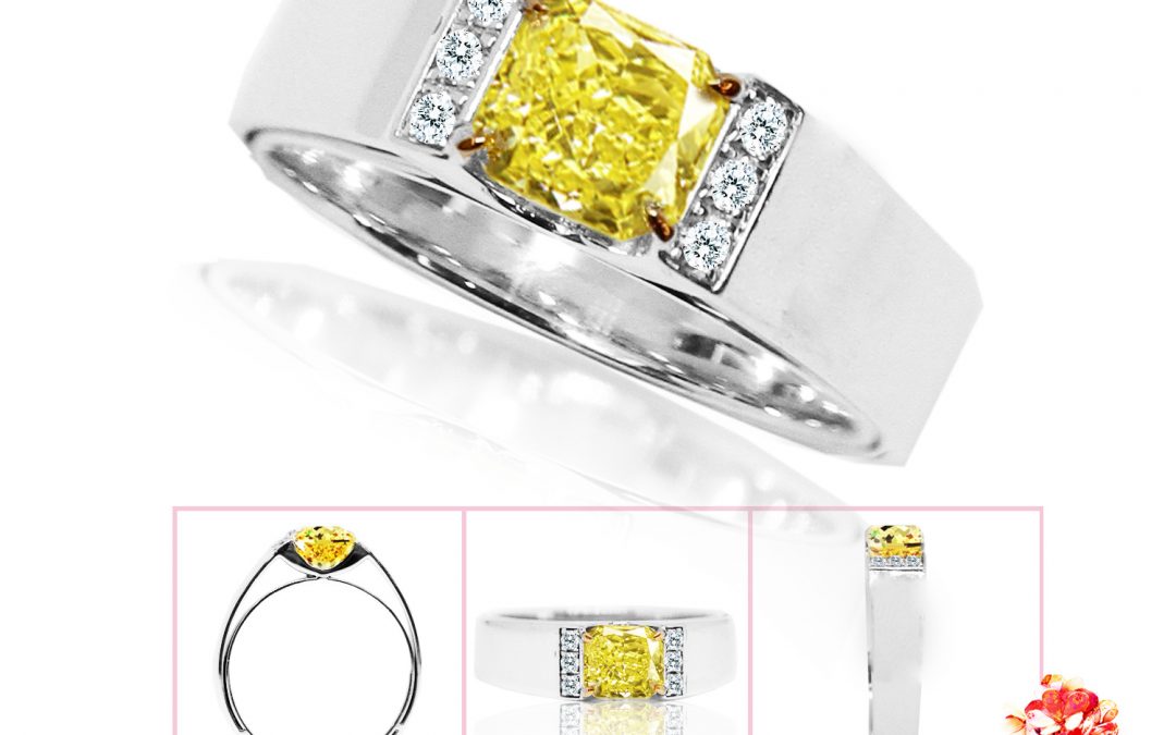 GIA Yellow Diamond Cushion, Men’s Ring